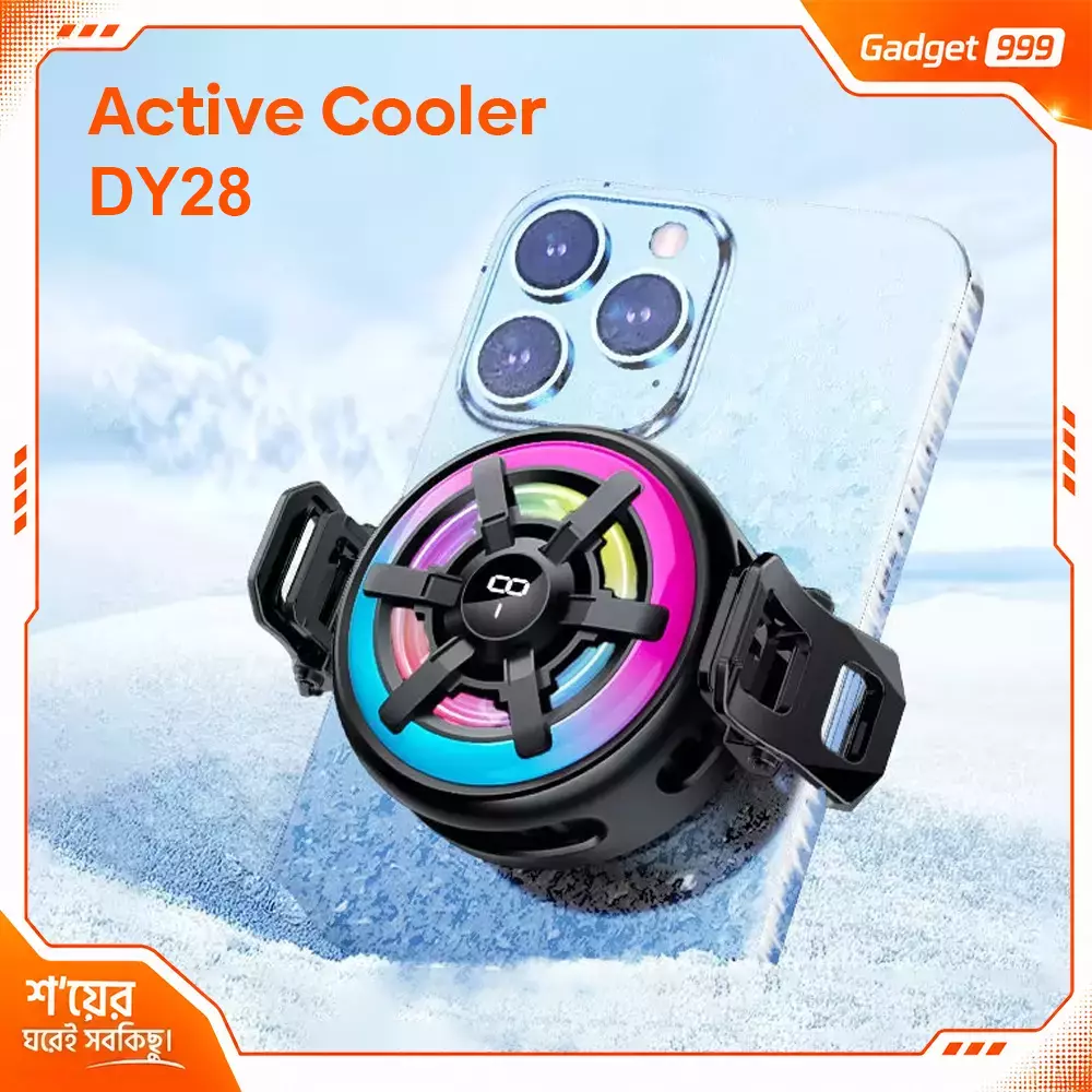 DY28 ম্যাগনেটিক গেমিং ফোন কুলার-RGB লাইটসহ স্লিম ডিজাইন