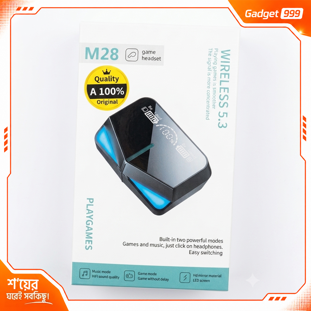 M28 TWS 5.1 ওয়্যারলেস গেমিং ব্লুটুথ ইয়ারবাডস