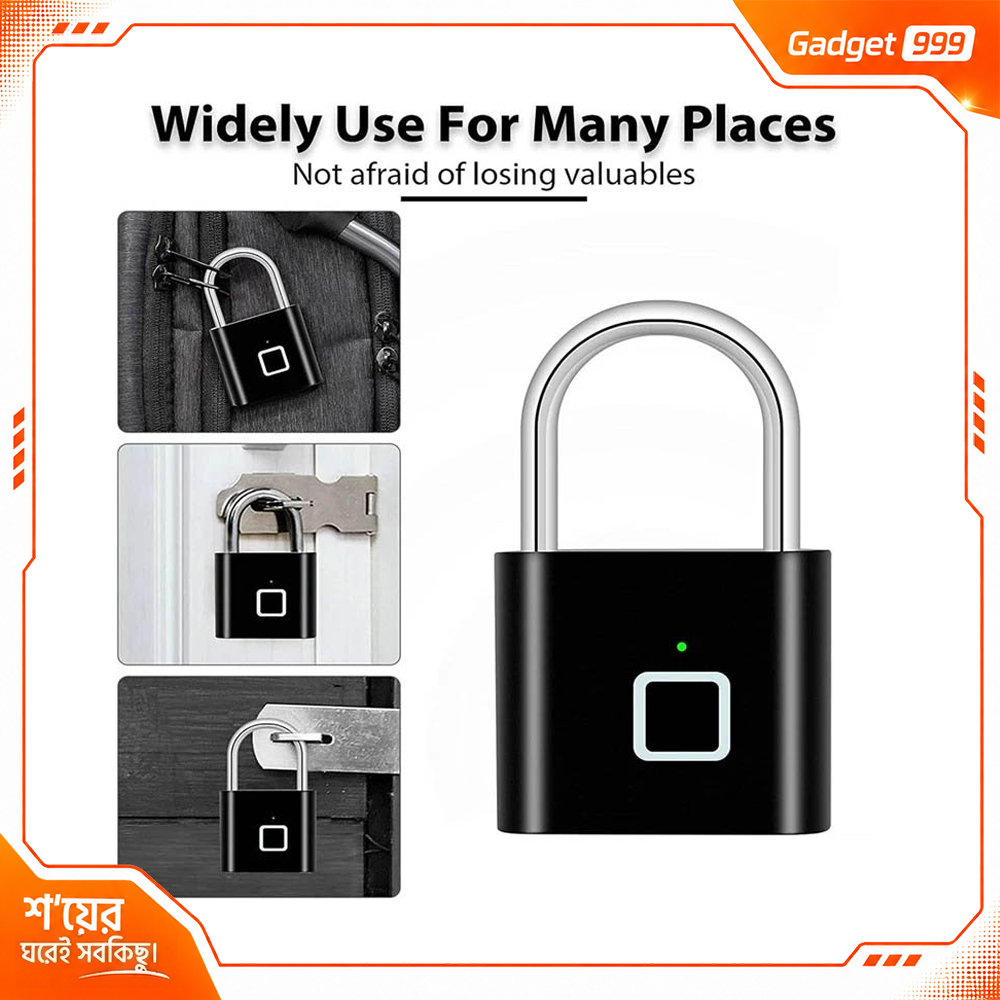Smart Fingerprint Padlock আঙ্গুলের স্পর্শে তালা খুলবে, চাবি লাগে না