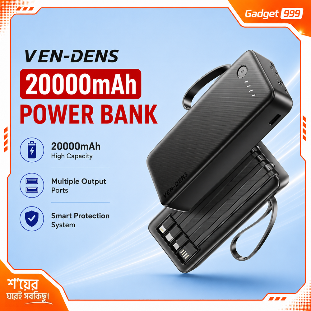 Ven-Dens VD-PB059 4-in1 20000mAh Power Bank