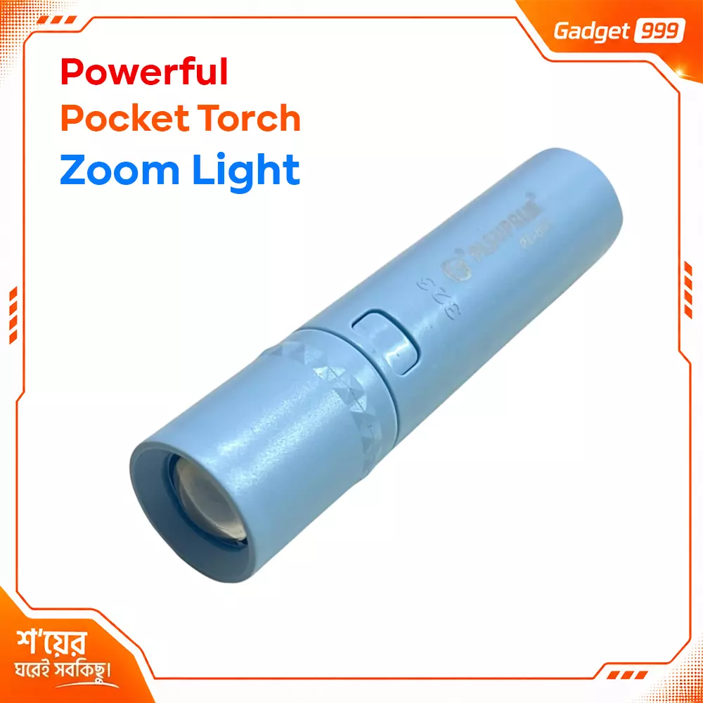 Powerful Mini LED Rechargeable Zoom Light with 3 Modes Type C Charging পকেট সাইজ 323 মডেল