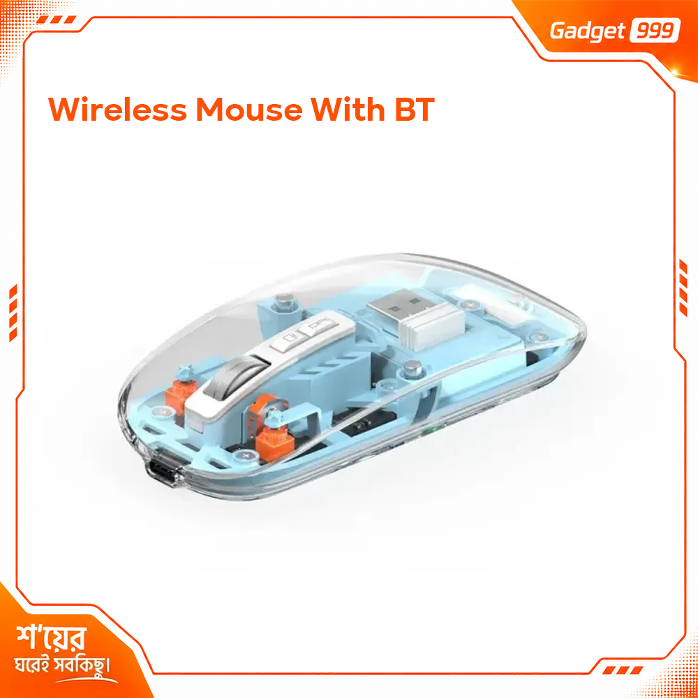 Rechargeable Transparent Magnetic Dual Mode Wireless Bluetooth Crystal Mouse