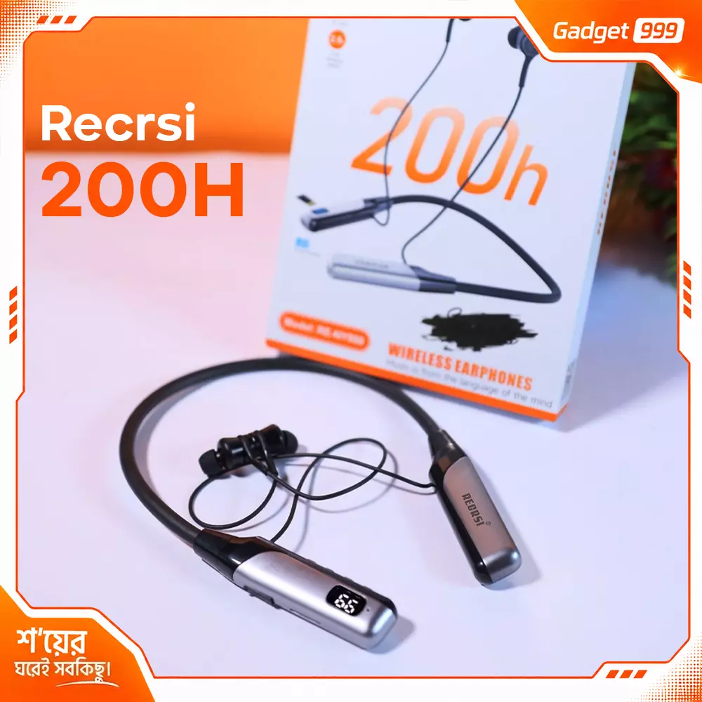 REGRSI RE-NY060 TF কার্ড সাপোর্টেড ওয়্যারলেস ব্লুটুথ নেকব্যান্ড ইয়ারফোন