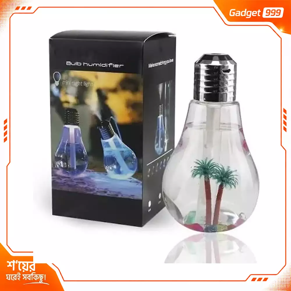 Bulb Humidifier with Colour-Changing Light – USB Cool Mist Aroma Lamp